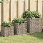 vidaXL Plantenbakken 3 st poly rattan grijs, Tuin en Terras, Verzenden, Nieuw