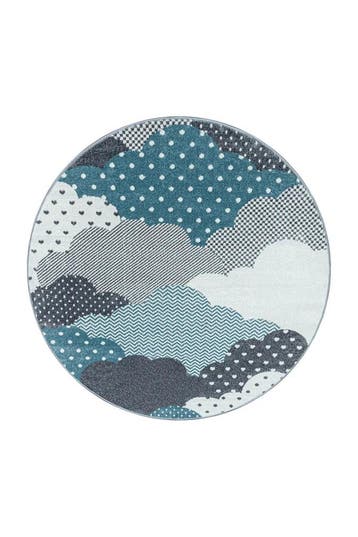 Rond Kindervloerkleed | Bambi | Wolken | Blauw | 120x120 cm, Verzenden, Nieuw