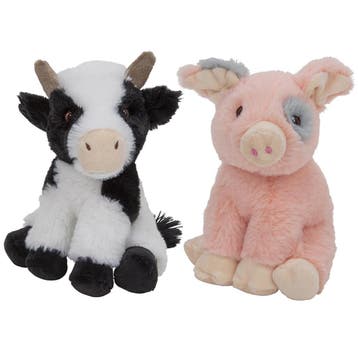 Koe en varken knuffel set - pluche - 19 en 18 cm, Verzenden, Nieuw