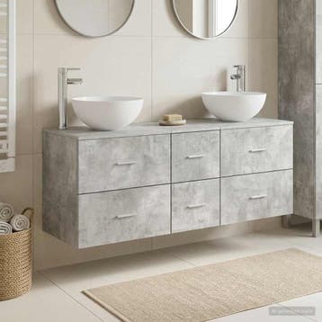 vidaXL Badkamerkastenset 3 st Betongrijs 129 x 35 x 80 cm, Verzenden, Nieuw