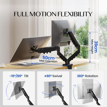 Monitor arm - 2 schermen - Draai, Kantel en Zwenkbaar - Zwar, Computers en Software, Verzenden, Zo goed als nieuw