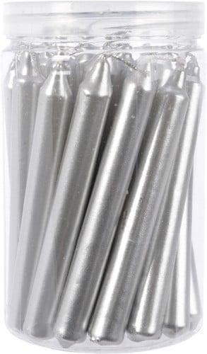 Kaarsen dinner wax kort dun metallic zilver 10,5 cm ø1,3, Ophalen of Verzenden, Nieuw