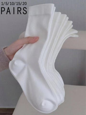 Dames Sokken Wit - 5/10/15/20 Paar - Koreaanse Stijl Mid-Cal, Verzenden, Nieuw