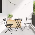 vidaXL Vouw Bistro Set 3 pcs Antraciet Staal, Verzenden, Nieuw, Rvs, 3 zitplaatsen