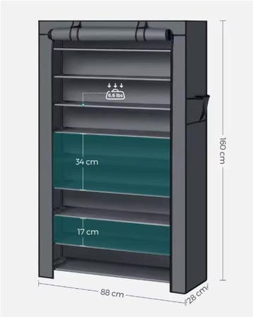 Schoenenkast met 10 Planken – Stofvrij Opslagrek voor ca. 40, Verzenden, Nieuw
