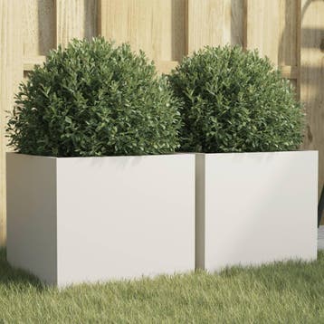 vidaXL Plantenbakken 2 st 32x30x29 cm staal wit, Verzenden, Nieuw, Metaal