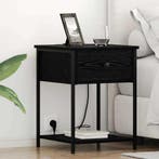 vidaXL Nachtkastje 2 pcs Zwart Eiken 42 x 41 x 56 cm Bewerkt, Minder dan 45 cm, Verzenden, Nieuw, 55 tot 70 cm