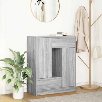vidaXL Dressoir met lades en deuren 73x31x90 cm grijs Sonoma, Verzenden, Nieuw, Overige houtsoorten, Minder dan 50 cm