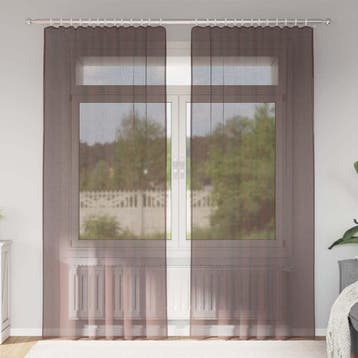 vidaXL Gordijnen voile met roedezakken 2 st bruin, Huis en Inrichting, Stoffering | Gordijnen en Lamellen, Verzenden, Nieuw, Bruin