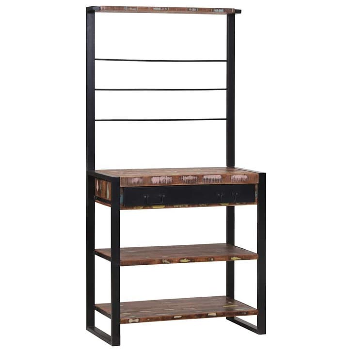 vidaXL Keukenrek Multikleur en Zwart 80 x 40 x 160 cm, Huis en Inrichting, Keuken | Keukenbenodigdheden, Nieuw, Verzenden