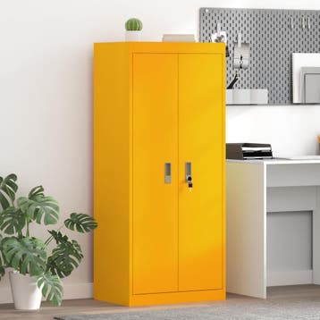vidaXL Opbergkast Mosterdgeel 60 x 40 x 140 cm Staal, Verzenden, Nieuw