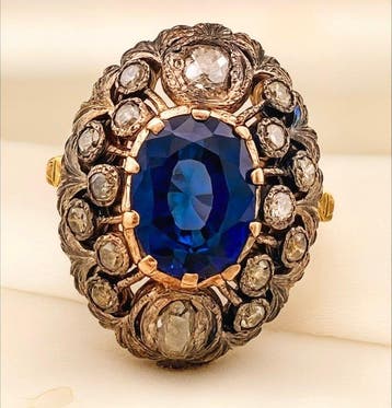 Zonder minimumprijs - Ring - 9 kt. Roségoud, Zilver Saffier, Nieuw