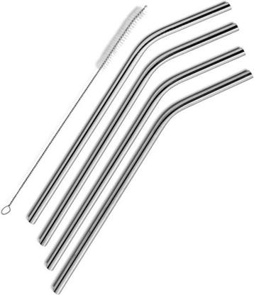 Fako Bijoux - RVS Rietjes Set -  4 Herbruikbare Rietjes - 4, Verzenden, Nieuw