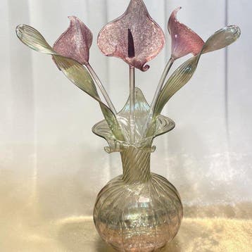 Tafelmiddenstuk - Vaas met bloemen in Murano-glas geblazen,, Antiek en Kunst