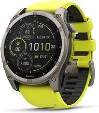 Garmin Fenix 8 51 mm titanium met siliconen polsband geel, Verzenden, Zo goed als nieuw