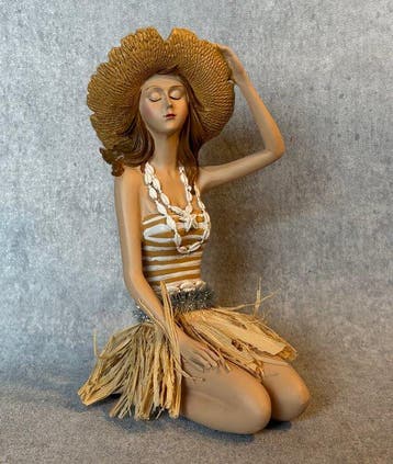 Beeld, Zittende Dame - 20 cm - Hars, Antiek en Kunst