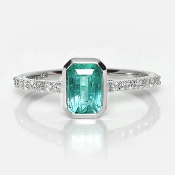 Zonder minimumprijs - Ring - 14 karaat Witgoud, IGI 1,08 ct, Nieuw
