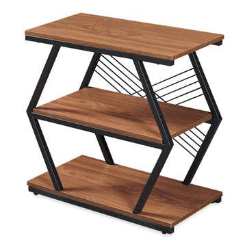 Bijzettafel Nolarg met 3 planken 65x30x61 cm zwart en walnoo, Verzenden, Nieuw