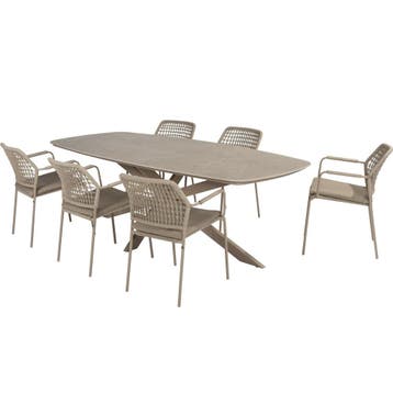Barista Prado dining tuinset 240x105xH75 cm 7 delig latte, Ophalen of Verzenden, Nieuw