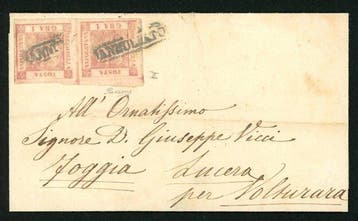Italiaanse oude staten - Napels 1860 - Brief uit Lucera naar, Gestempeld