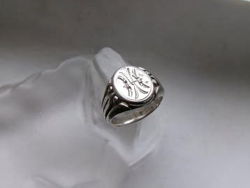 Zilver - Ring - Art Deco zegelmonogram, Antiek en Kunst