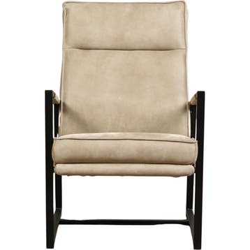Leren fauteuil Square - Kenia Taupe (taupe/bruin), Nieuw, Ophalen of Verzenden, 50 tot 75 cm, Industrieel, Modern