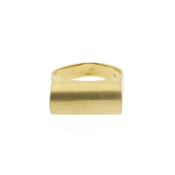 Vintage gouden gematteerde herenring, 18 tot 19, Gebruikt, Heer, Ophalen of Verzenden