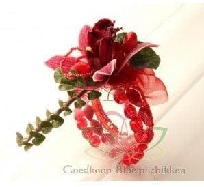 Corsage Polscorsage-armband Potpourri Rood Handmade, Ophalen of Verzenden, Nieuw