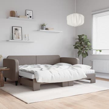 vidaXL Slaapbank met onderschuifbed en matrassen 90x200 cm, 90 cm, Eenpersoons, Verzenden, Nieuw