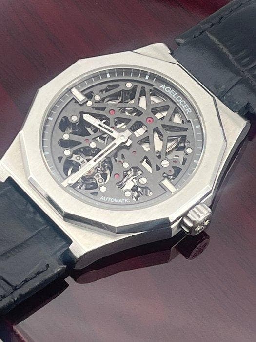 AGELOCER - Schwarzwald Double Skeleton Ceramic Bezel 80H, Sieraden, Tassen en Uiterlijk, Horloges | Heren