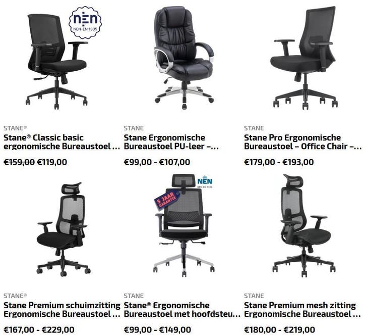 Opzoek naar een ergonomische Bureaustoel? Retourkoop.nl, Huis en Inrichting, Bureaustoelen, Bureaustoel, Zwart, Zo goed als nieuw