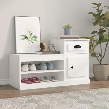 vidaXL Schoenenkast 100x42x60 cm bewerkt hout wit, Verzenden, Nieuw