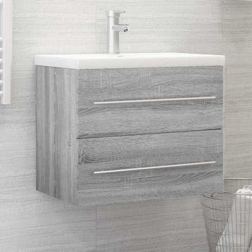 vidaXL Wastafelkast 60x38,5x48 cm bewerkt hout grijs sonoma, Huis en Inrichting, Verzenden, Nieuw, Wastafelkast, Minder dan 100 cm