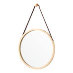 [en.casa] Passpiegel Bykle bamboe hangend rond Ø38 cm houtkl, Huis en Inrichting, Woonaccessoires | Spiegels, Verzenden, Nieuw