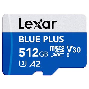 Lexar MicroSDHC Blue Plus UHS-I 512GB V30 Read 170MB/s With, Ophalen of Verzenden, Nieuw, Overige typen, Overige merken