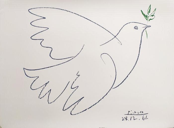 Pablo Picasso (1881-1973) (after) - Colombe Bleue, 1961 -, Antiek en Kunst, Kunst | Tekeningen en Foto's