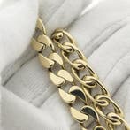 Gouden wijde gourmet schakelarmband, Sieraden, Tassen en Uiterlijk, Armbanden, Ophalen of Verzenden, Gebruikt, Overige kleuren