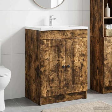 vidaXL Badkamer onder wastafel kast Gerookt eiken 78,5 x, Verzenden, Nieuw