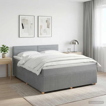 vidaXL Boxspringbed met matras Lichtgrijs 140 x 200 cm Stof, Verzenden, Nieuw