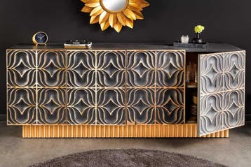 Handgemaakt dressoir PIAZZA SAN MARCO 180 cm grijsgoud, Huis en Inrichting, Kasten | Dressoirs, Ophalen of Verzenden, Nieuw