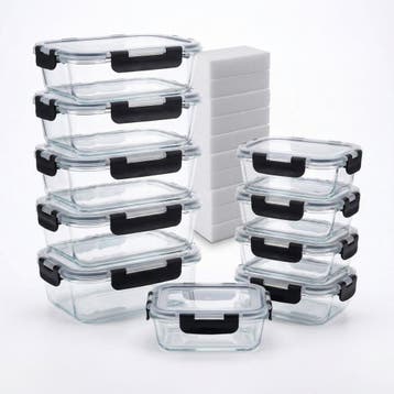Bardi 10 Delige Set Glazen Vershoudbakjes 1060ML, 10 x Spons, Verzenden, Nieuw, Overige typen, Geschikt voor vriezer