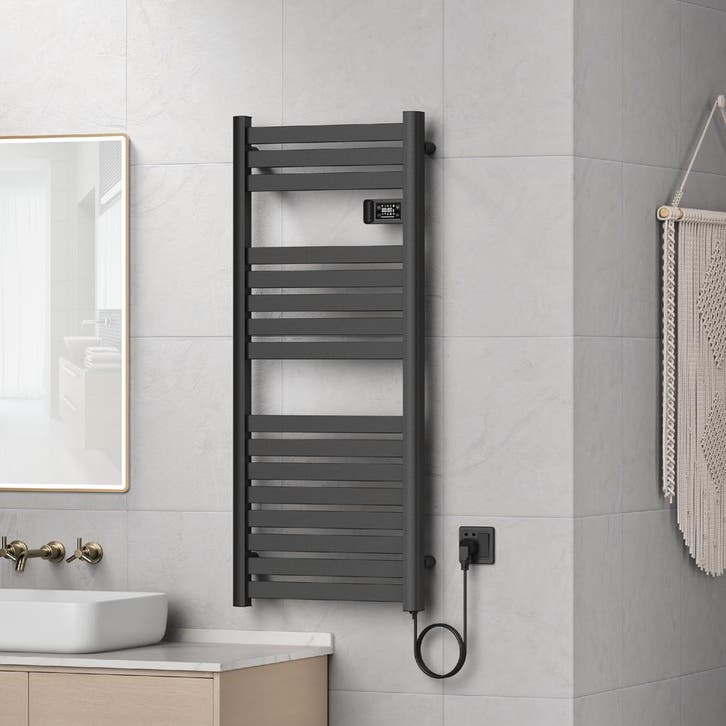 pro.tec Handdoekradiator Ringebu elektrisch 120x50x4,3 cm zw, Doe-het-zelf en Verbouw, Verwarming en Radiatoren, Verzenden