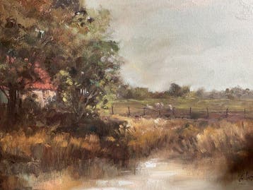Nederlandse school (XX) - Boerderij met koeien