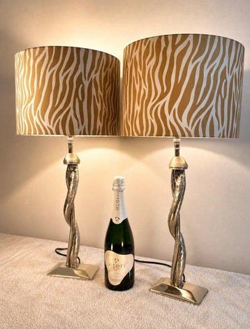 L&L Collections - Tafellamp (2) - Snake - Chroom, Staal,