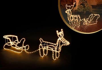 2dekans | Rendier met slee - Buiten & binnen - Energiezuinig, Diversen, Kerst, Ophalen of Verzenden, Zo goed als nieuw