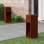 vidaXL Zonne LED Padverlichting 2 pcs Brons Cortenstaal, Tuin en Terras, Buitenverlichting, Verzenden, Nieuw