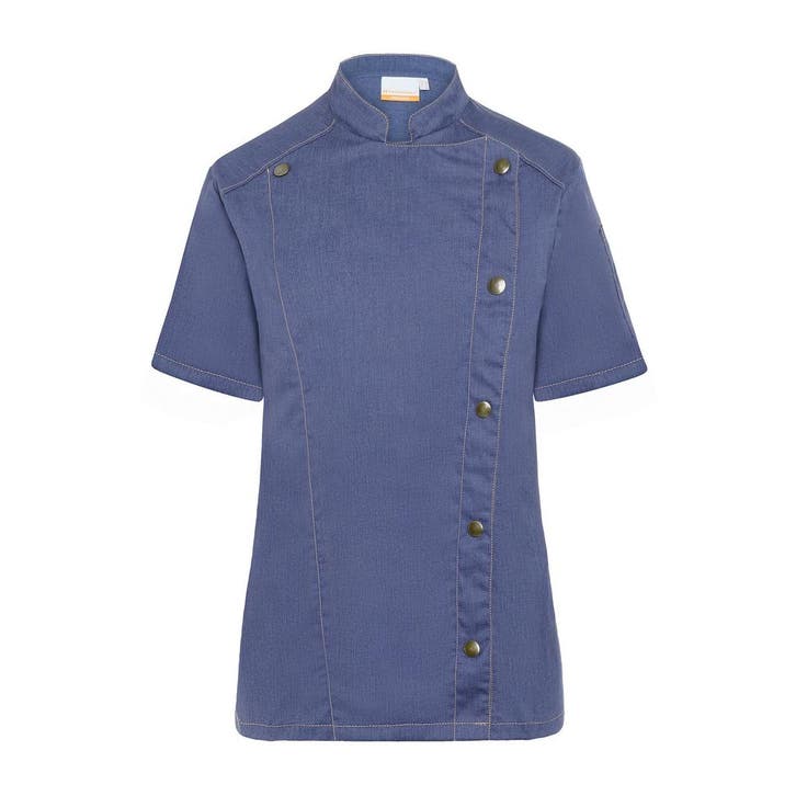GGM Gastro | KARLOWSKY | Korte Mouw Dames Koksjas Jeans |, Huis en Inrichting, Keuken | Textiel, Blauw, Nieuw, Overige typen, Verzenden