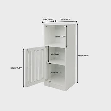 Smalle Witte Badkamerkast met Louvred Deur en Open Planken, Verzenden, Nieuw