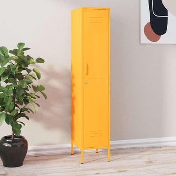 vidaXL Lockerkast 35x46x180 cm staal mosterdgeel, Verzenden, Nieuw