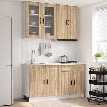 vidaXL Keukenblok PORTO 4 pcs Sonoma Eiken Bewerkt hout, Verzenden, Nieuw, Bruin